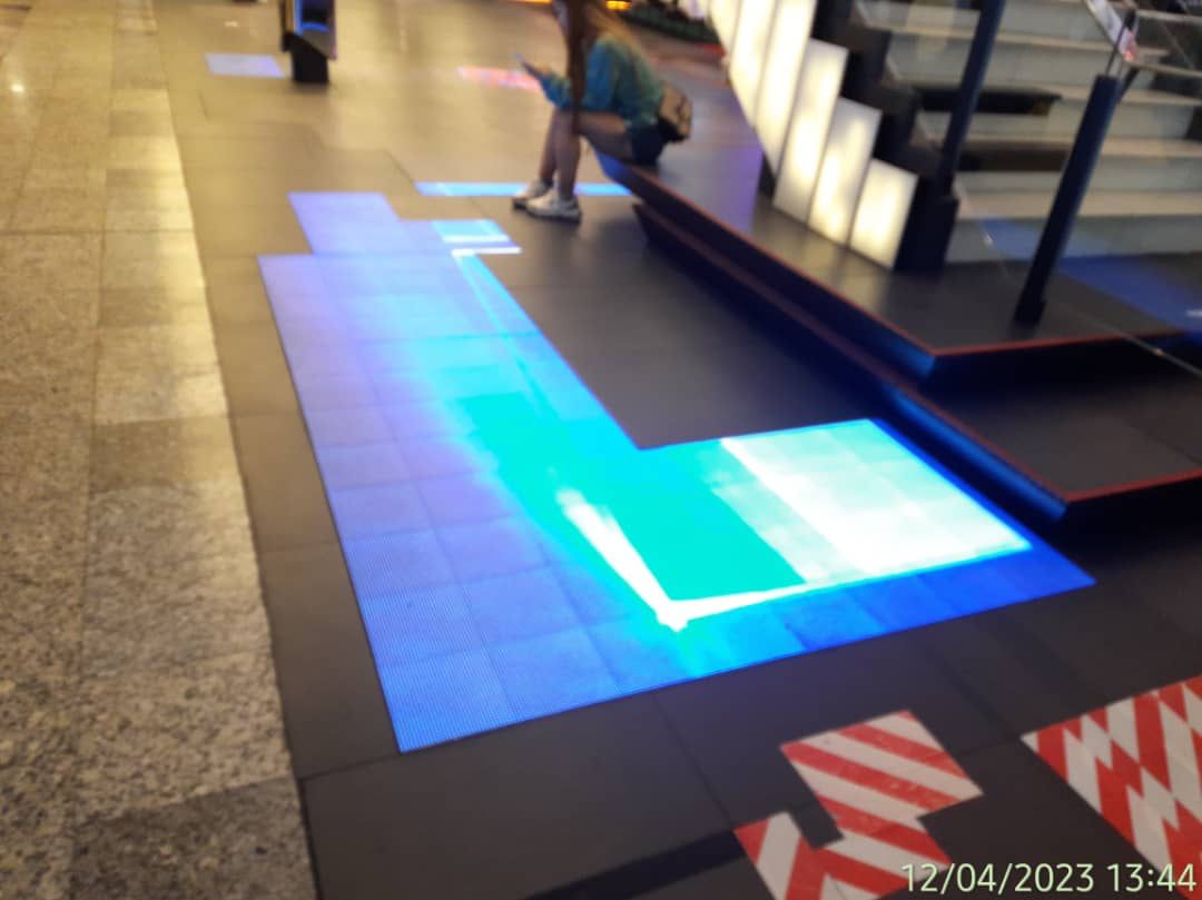 Interactive LED floor lit up in a mall