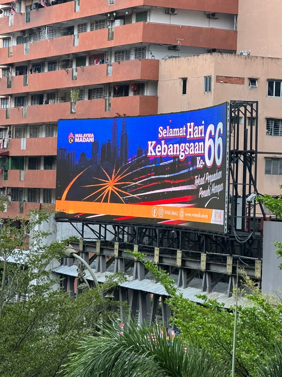 Outdoor LED billboard running a national day campaign