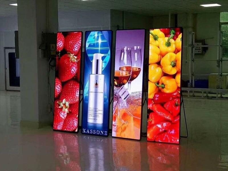 Indoor LED poster displays running vivid content